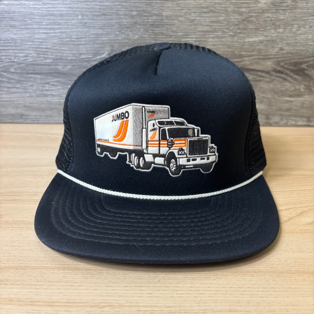 Vintage Jumbo Motor Express Hat Cap Snapback Black Trucker Adjustable